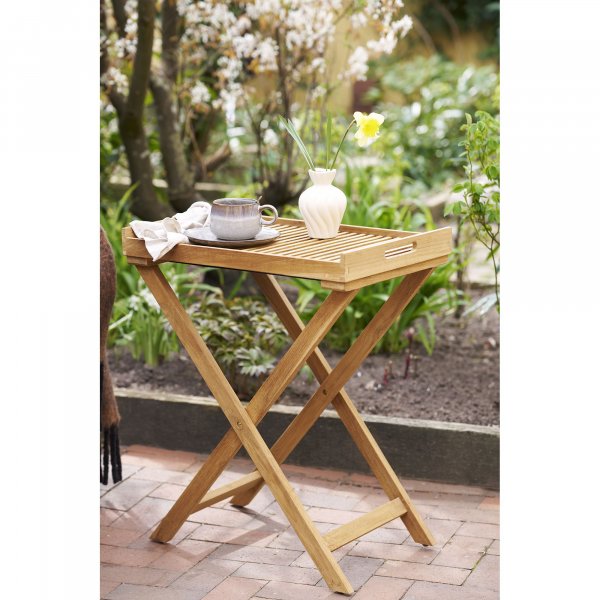 Rundt bakkebord 60 x 40 cm - Teaktr