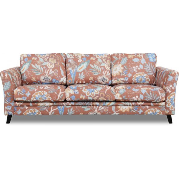 Eker 3-personers sofa i blomstret stof - Eden Parrot Terracotta